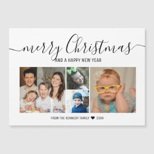 Moderne Foto Collage mit 4 Familienfamilien Frohe Magnetkarte