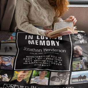 Moderne Foto-Collage mit Zitat "In Loving Memory" Fleecedecke