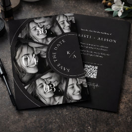 Moderne Foto-Collage QR-Code Hochzeit Termin-Voran Save The Date