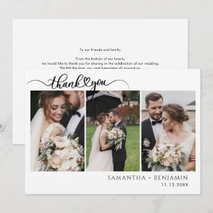Moderne Foto Collage Script Hochzeit Dankeskarte