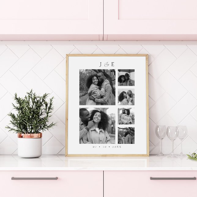Moderne Foto Collage Script Monogram Paare Poster (Von Creator hochgeladen)