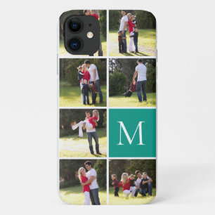 Moderne Foto-Collage und Monogramm aquamarin Case-Mate iPhone Hülle