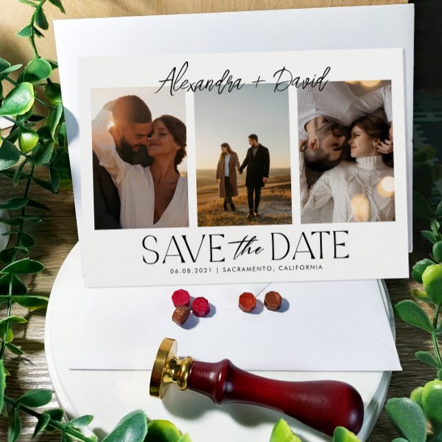 Moderne Foto Collage Wedding Save The Date (Von Creator hochgeladen)