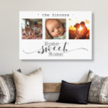 Moderne Foto Collage Zuhause Sweet Zuhause Leinwanddruck<br><div class="desc">Diese atemberaubende Leinwand-Wandkunst zeigt eine schöne dreitulige Collage aus Foto, in der hoch geschätzte Erinnerungen dargestellt sind, die mit der herzlichen Botschaft "Zuhause Sweet Zuhause" geschmückt sind. Das elegante Schwarz-Weiß-Design, kombiniert mit exquisiter Schrift und Drucktypografie, schafft ein anspruchsvolles und dauerhaftes Stück, das jeden Innenstil ergänzt. Personalisieren Sie es mit Ihrem...</div>