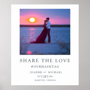 Moderne Foto Couple Hashtag Wedding Poster