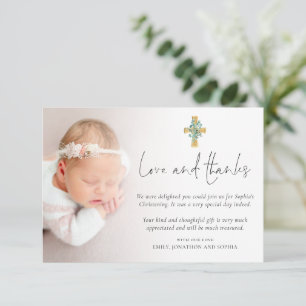 Moderne Foto Cross Christening Taufe Liebe dank Mitteilungskarte