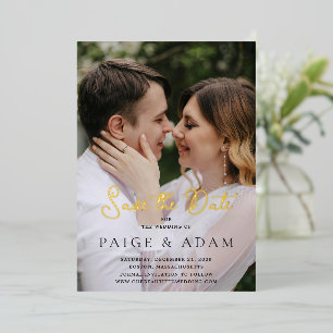 Moderne Foto-Editorial-Hochzeit - Rettet das Datum Folieneinladung