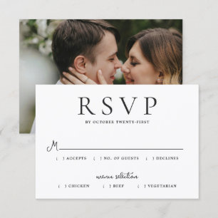 Moderne Foto-Editorial-Hochzeit RSVP Karte