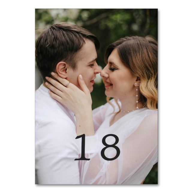 Moderne Foto-Editorial-Hochzeit Tischnummer (Vorderseite)