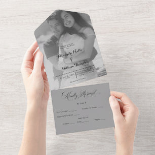 Moderne Foto-Elegante Individuelle Hochzeit Alles All In One Einladung