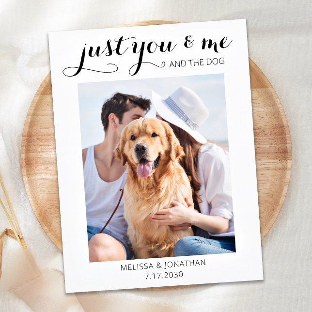 Moderne Foto Elopement Just Married Hund Hochzeit Ankündigungspostkarte (Von Creator hochgeladen)