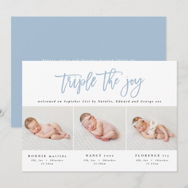 Moderne Foto-Geburtsankündigung Ankündigung (Vorne/Hinten)