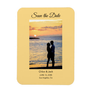 Moderne Foto Gelb Orange Save The Date Magnet