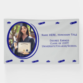 Moderne Foto Graduation Cap, Diploma Blue Template Banner