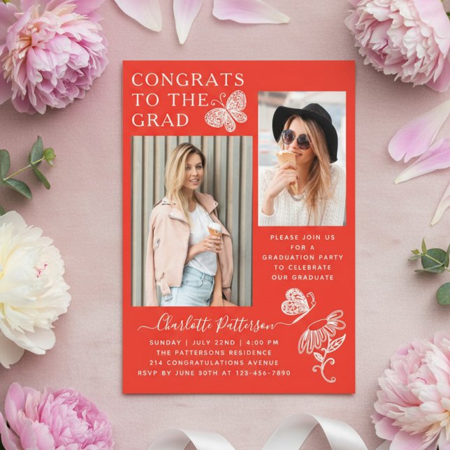 Moderne Foto Graduation Party Acryleinladungen (Von Creator hochgeladen)