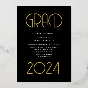 Moderne Foto Graduation Party für Typografie Folieneinladung