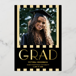 Moderne Foto Graduation Party Gold Folieneinladung