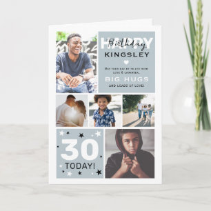 Moderne Foto Grid & Text Happy Birthday Card Karte