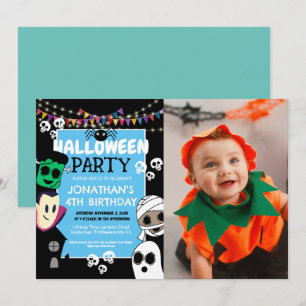 Moderne Foto Halloween Niedliche Ghouler Geburtsta Einladung