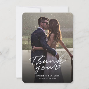 Moderne Foto-Handschrift-Hochzeit Dankeskarte