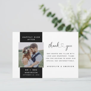 Moderne Foto-Herz-Schrift Hochzeit Dankeskarte