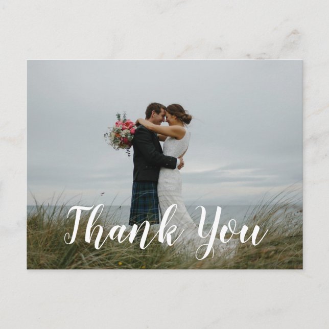 Moderne Foto Hochzeit Danke Postcard Postkarte (Vorderseite)