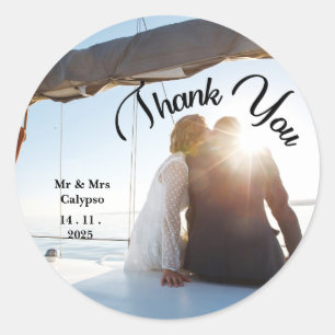 Moderne Foto-Hochzeit-Dankeschön-Sticker Runder Aufkleber