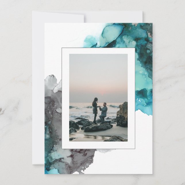 Moderne Foto Hochzeit Einladung Abstrakt (Vorderseite)