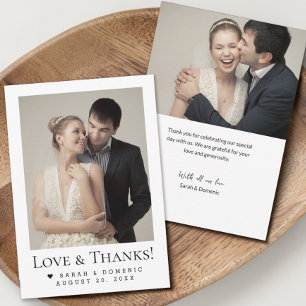 Moderne Foto-Hochzeit Herz Liebe & Dank Dankeskarte