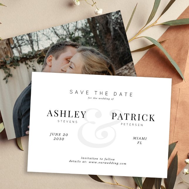 Moderne Foto-Hochzeit mit minimaler Verlobung Save The Date (Von Creator hochgeladen)