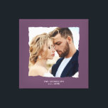 Moderne Foto Hochzeit personalisiert est. in Leinwanddruck<br><div class="desc">Moderne,  leicht zerrissene Kanten lila Foto Hochzeit personalisiert in Geschenk etabliert.</div>