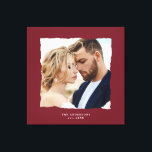Moderne Foto Hochzeit personalisiert est. in Leinwanddruck<br><div class="desc">Moderne schlichte Ränder bordeauxrote Wirkung Foto Hochzeit personalisiert in Geschenk etabliert.</div>