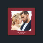 Moderne Foto Hochzeit personalisiert est. in Leinwanddruck<br><div class="desc">Moderne schlichte Ränder bordeauxrote Wirkung Foto Hochzeit personalisiert in Geschenk etabliert.</div>