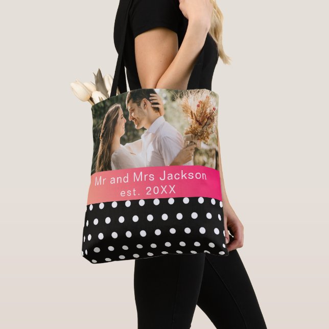 Moderne Foto Hochzeit personalisierten mr und mrs  Tasche (Von Nahem)