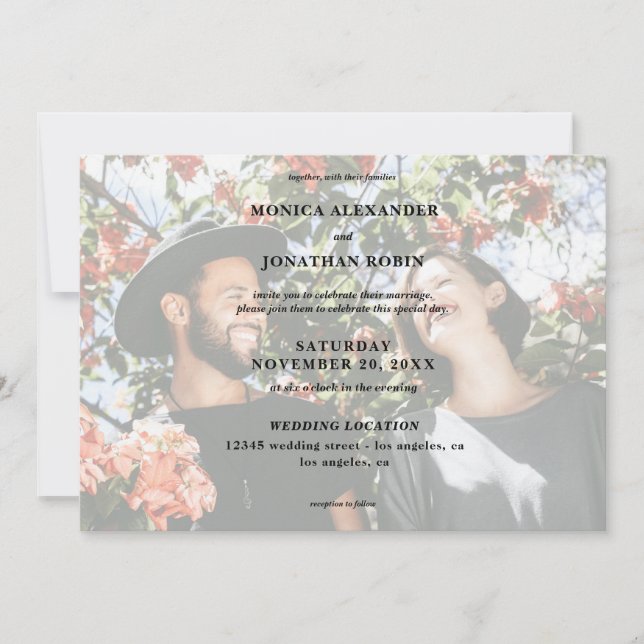 Moderne Foto-Hochzeit - Querformat Einladung (Vorderseite)