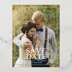 Moderne Foto-Hochzeit - Rettet das Datum Folie Einladungspostkarte