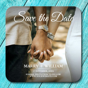 Moderne Foto-Hochzeit Save The Date Elegant Klassi Getränkeuntersetzer
