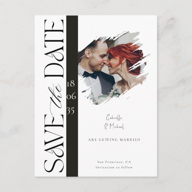 Moderne Foto-Hochzeit 'Save the Date' Postkarte (Vorderseite)