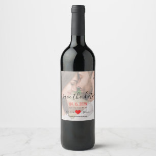 Moderne Foto-Hochzeit-Save-The-Date-Weinetikett Weinetikett