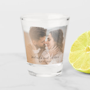 Moderne Foto-Hochzeit Schnapsglas