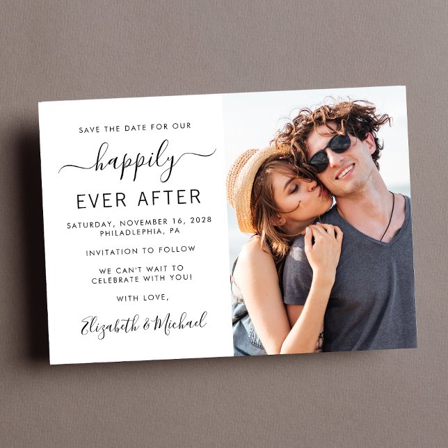 Moderne Foto-Hochzeit spart das Datum Ankündigungspostkarte (Von Creator hochgeladen)