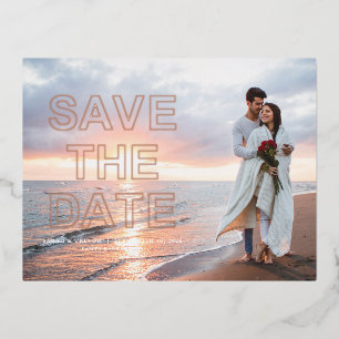 Moderne Foto-Hochzeit - Termin vormerken Folie Einladungspostkarte