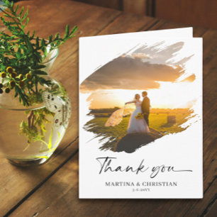 Moderne Foto Hochzeit Vielen Dank Faltkarte Karte
