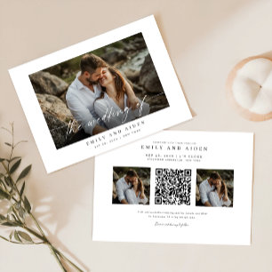 Moderne Foto Hochzeitseinladung mit QR-Code Einladung