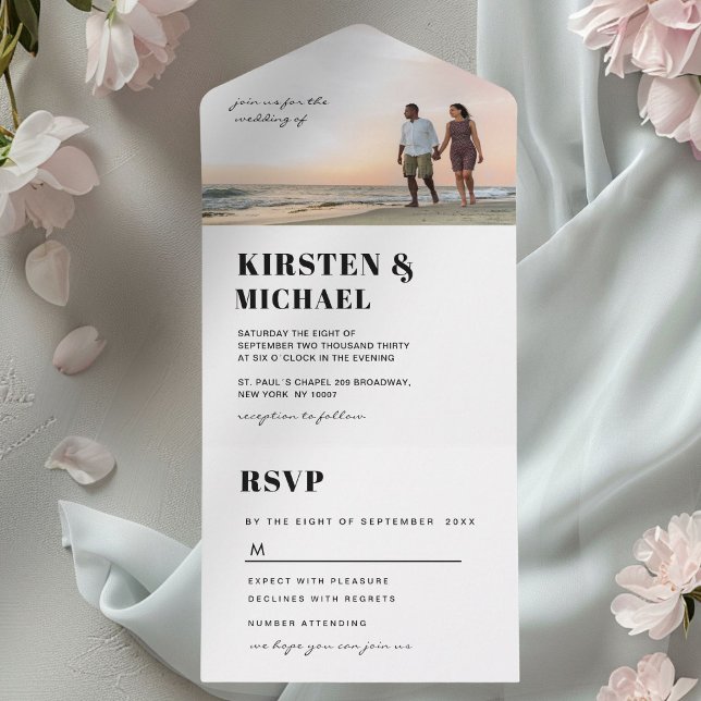 Moderne Foto Hochzeitskarte  Einladung (Modern photo all in one wedding card invitation)