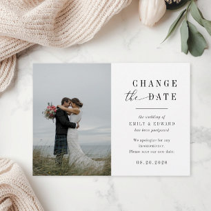 Moderne Foto-Hochzeitsverschiebungsankündigung Save The Date
