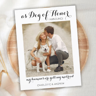 Moderne Foto-Hunde-Ehrenbegleiter-Hochzeit Verlobu Ankündigungspostkarte