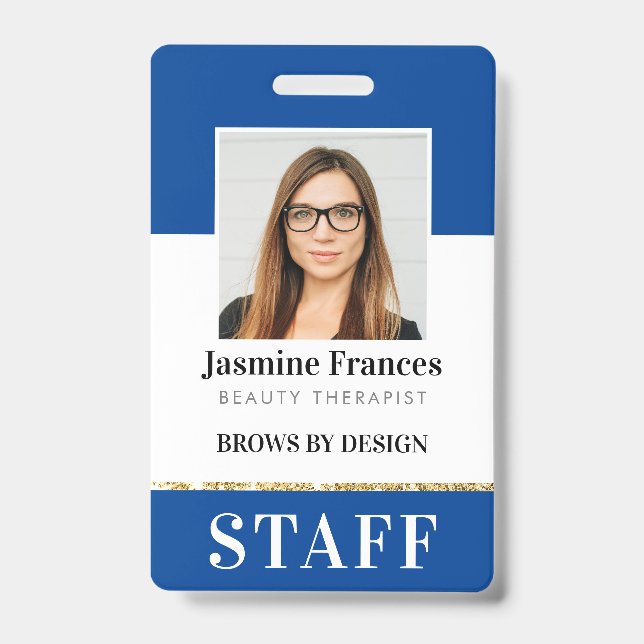 MODERNE FOTO ID Arbeit chic Design Blau Ausweis (Vorderseite)