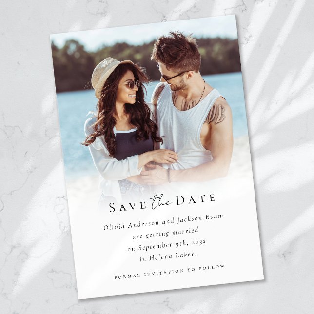 Moderne Foto-Kalligrafie-Hochzeit Save The Date (Von Creator hochgeladen)