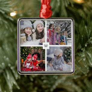 Moderne Foto-Kollektion mit Monogramm Weihnachten Ornament Aus Metall